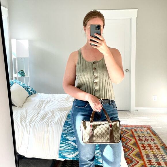 Gucci Vintage GG Monogram Supreme Web Small Handbag PVC Leather  Beige Brown - Picture 2 of 16